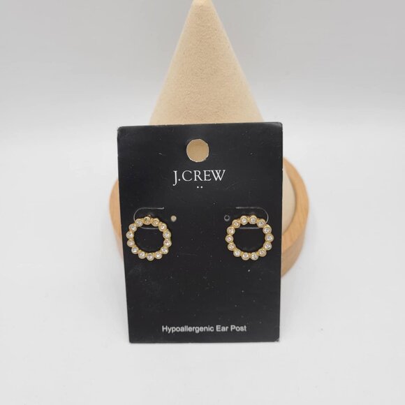 J Crew Factory Clear Crystal Circle Stud Earrings NWT!  NEW! - Picture 7 of 7